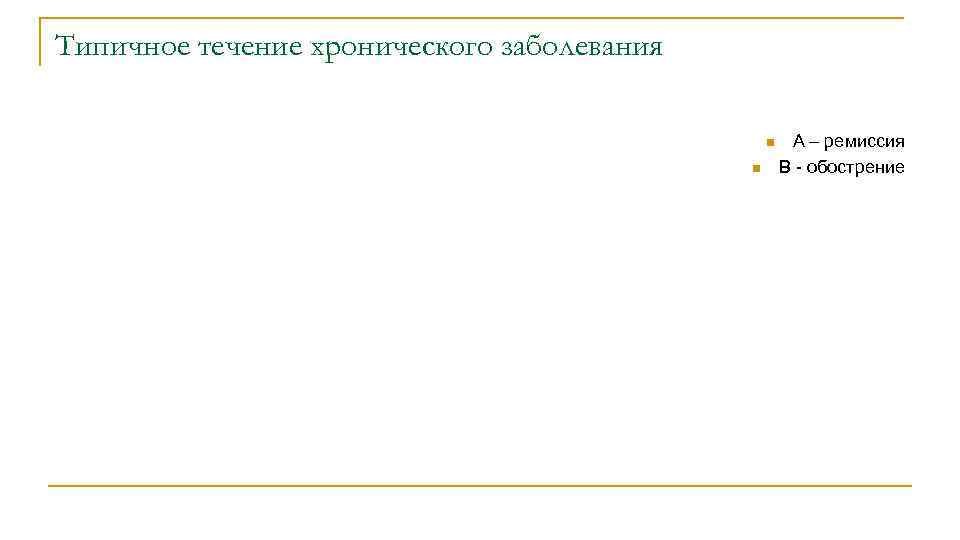 Типичное течение хронического заболевания n n А – ремиссия В - обострение 
