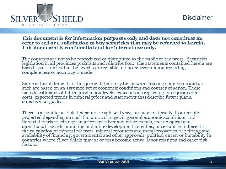 Disclaimer This document is for information purposes only and does not constitute an offer