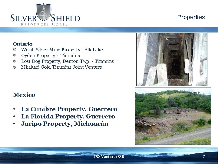 Properties Ontario Welsh Silver Mine Property - Elk Lake Ogden Property - Timmins Lost
