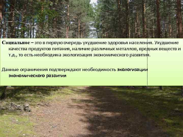 Социальное – это в первую очередь ухудшение здоровья населения. Ухудшение качества продуктов питания, наличие
