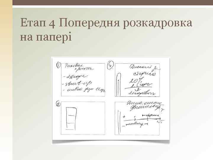 Етап 4 Попередня розкадровка на папері 