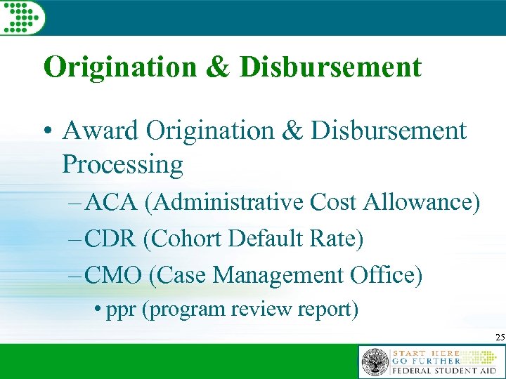Origination & Disbursement • Award Origination & Disbursement Processing – ACA (Administrative Cost Allowance)