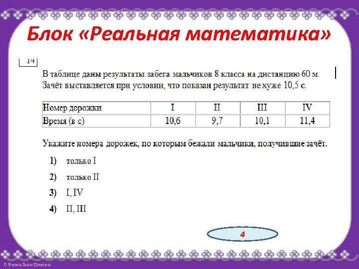 Блок «Реальная математика» 4 