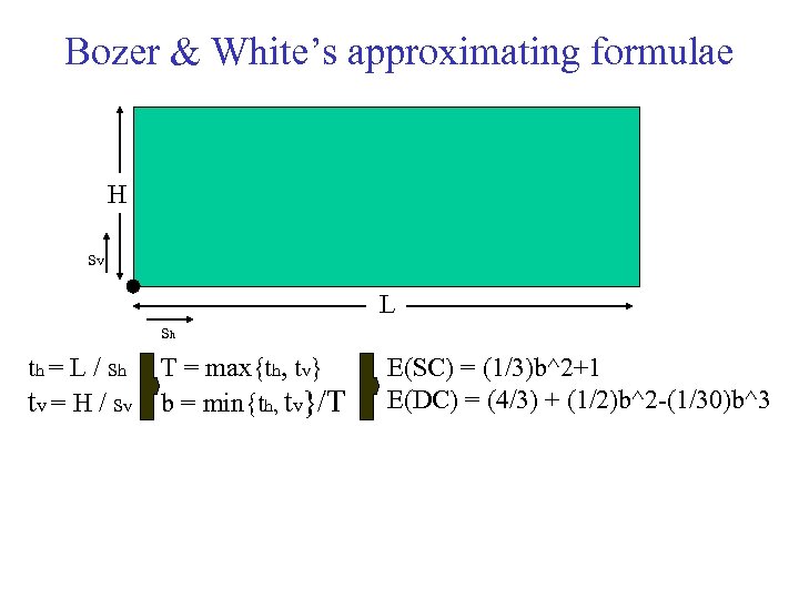 Bozer & White’s approximating formulae H sv sh t h = L / sh