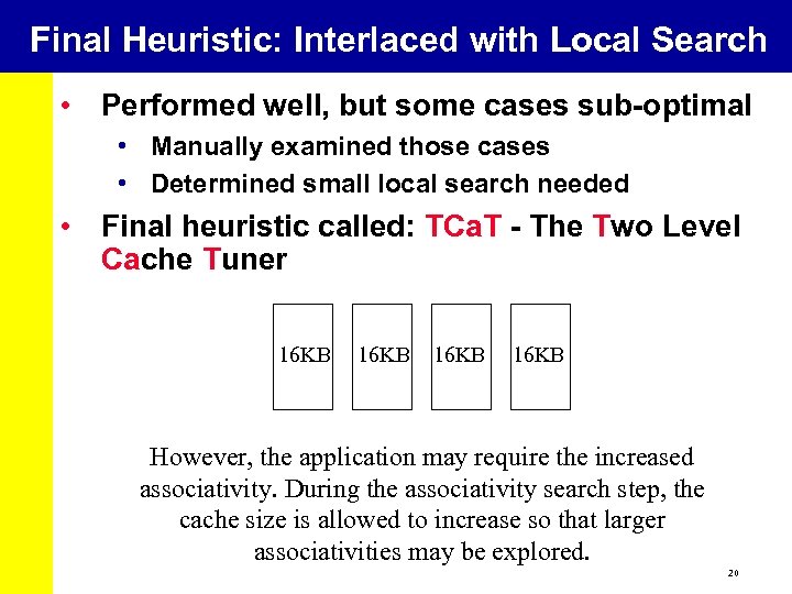 Final Heuristic: Interlaced with Local Search • Performed well, but some cases sub-optimal •