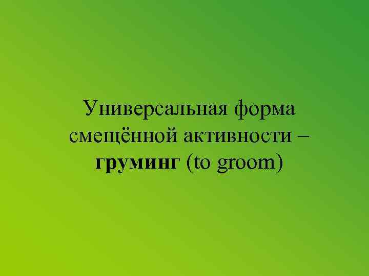 Универсальная форма смещённой активности – груминг (to groom) 