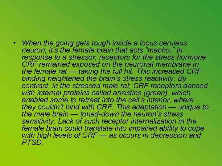  • When the going gets tough inside a locus ceruleus neuron, it’s the