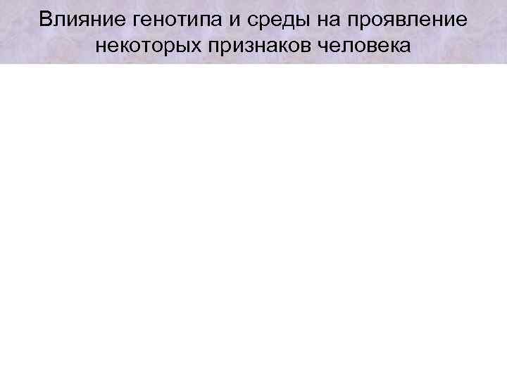 Влияние генотипа и среды на проявление некоторых признаков человека 