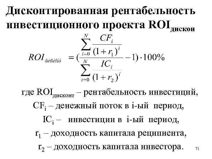 Определите коэффициент рентабельности инвестиций