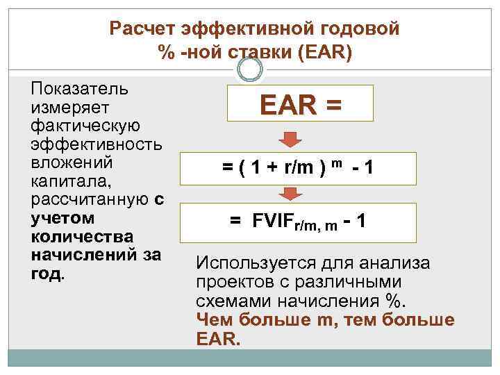 Расчет эффективной. Расчет годовой эффективной ставки. Показатель Ear формула. Эффективная годовая учетная ставка. Ear фин менеджмент эффективная годовая ставка.