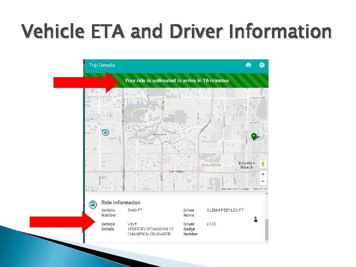 Vehicle ETA and Driver Information 
