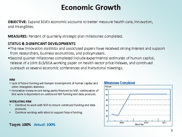 Economic Growth OBJECTIVE: Expand BEA’s economic accounts to better measure health care, innovation, and