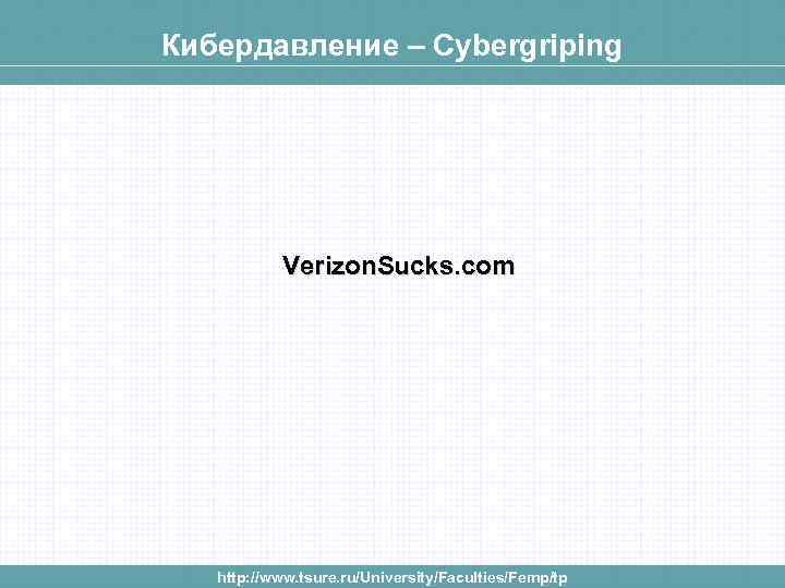 Кибердавление – Cybergriping Verizon. Sucks. com http: //www. tsure. ru/University/Faculties/Femp/tp 