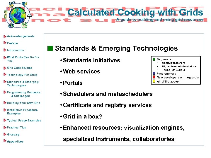 Calculated Cooking with Grids A guide to building and using grid resources Acknowledgements Preface