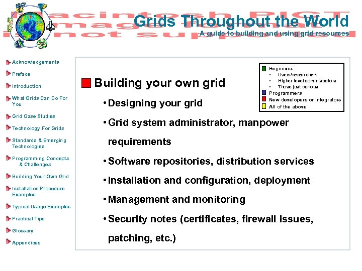 Grids Throughout the World A guide to building and using grid resources Acknowledgements Preface