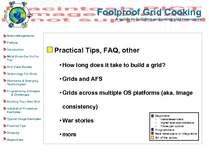 Foolproof Grid Cooking A guide to building and using grid resources Acknowledgements Preface Introduction