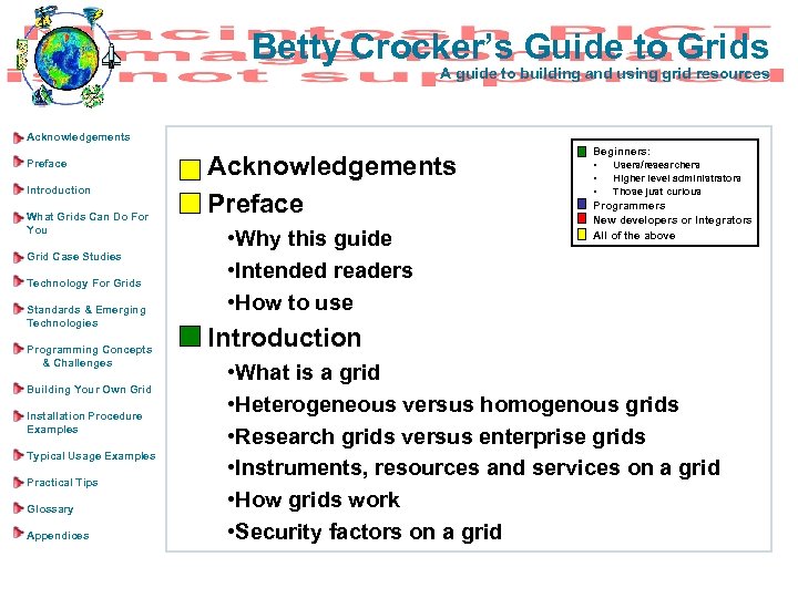 Betty Crocker’s Guide to Grids A guide to building and using grid resources Acknowledgements