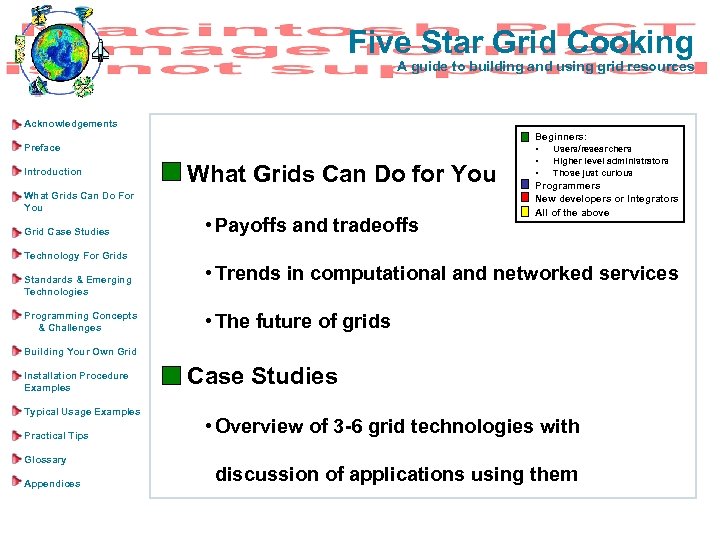 Five Star Grid Cooking A guide to building and using grid resources Acknowledgements Beginners: