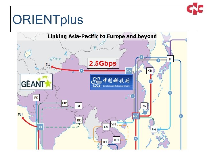 ORIENTplus Linking Asia-Pacific to Europe and beyond 2. 5 Gbps 