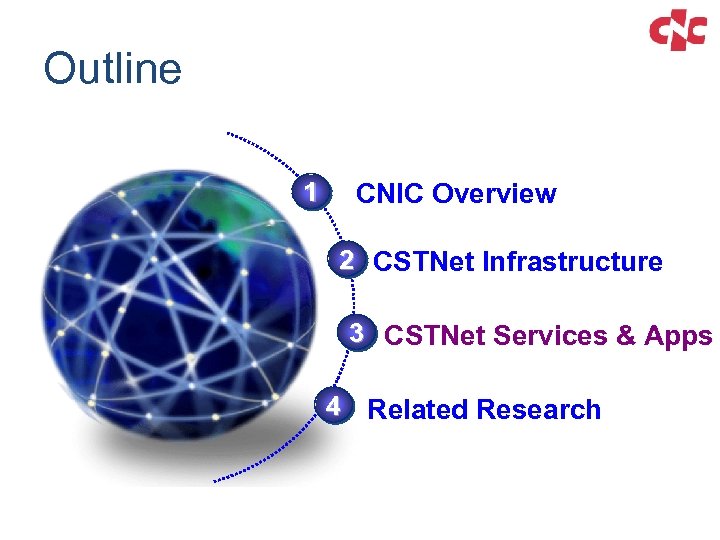 Outline 1 CNIC Overview 2 CSTNet Infrastructure 3 CSTNet Services & Apps 4 Related