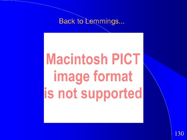 Back to Lemmings. . . 130 