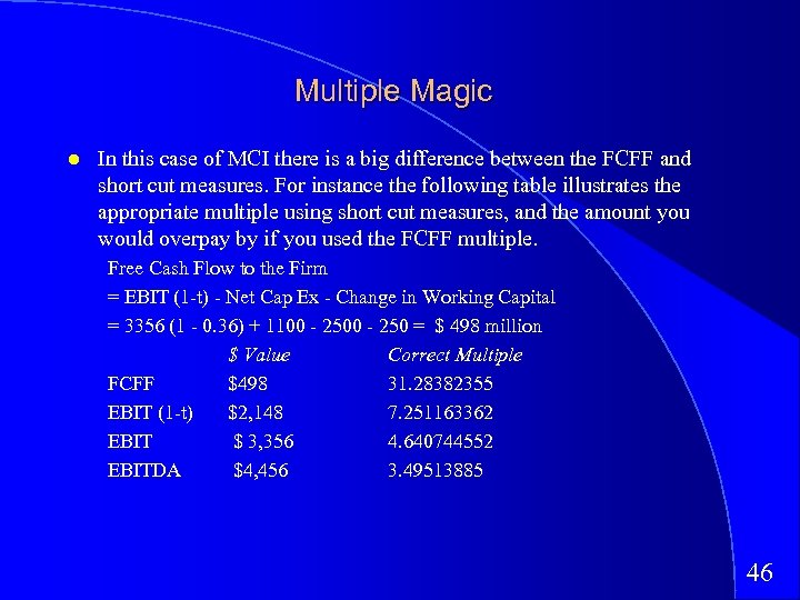 Multiple Magic In this case of MCI there is a big difference between the