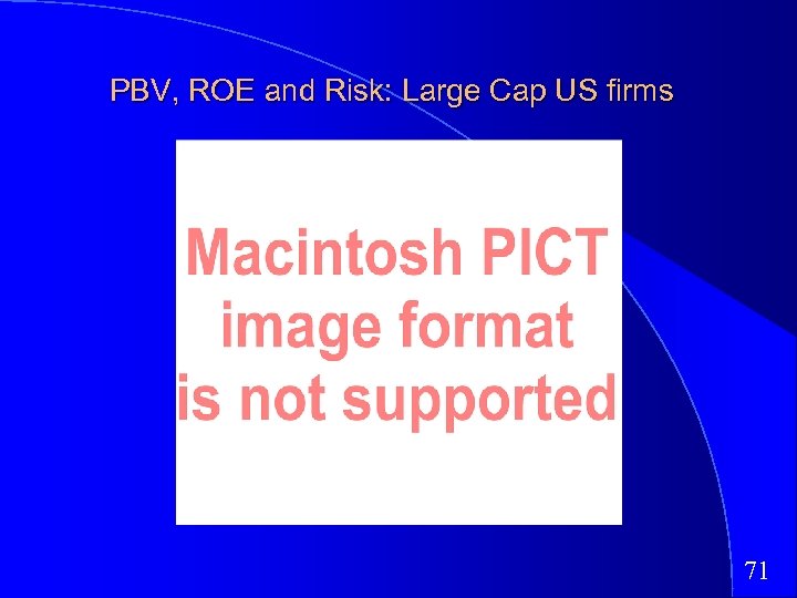 PBV, ROE and Risk: Large Cap US firms 71 
