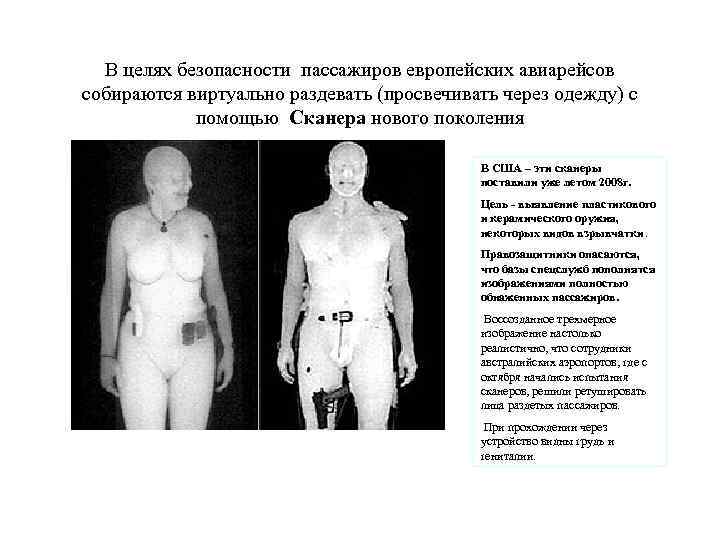 В целях безопасности пассажиров европейских авиарейсов собираются виртуально раздевать (просвечивать через одежду) с помощью