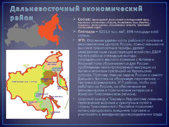 Дальневосточный экономический район по плану