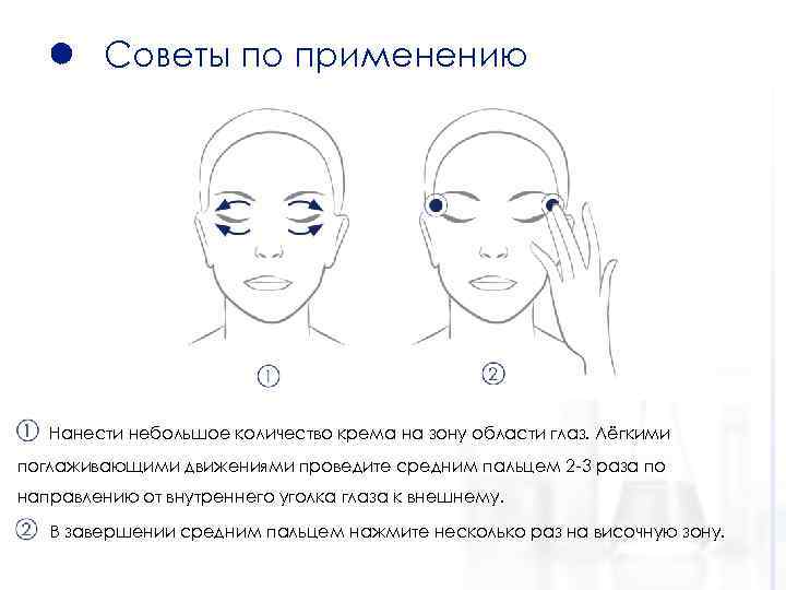 Советы по применению Нанести небольшое количество крема на зону области глаз. Лёгкими поглаживающими движениями