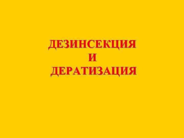 ДЕЗИНСЕКЦИЯ И ДЕРАТИЗАЦИЯ 