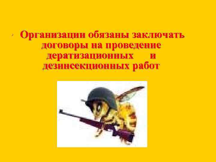  • Организации обязаны заключать договоры на проведение дератизационных и дезинсекционных работ 