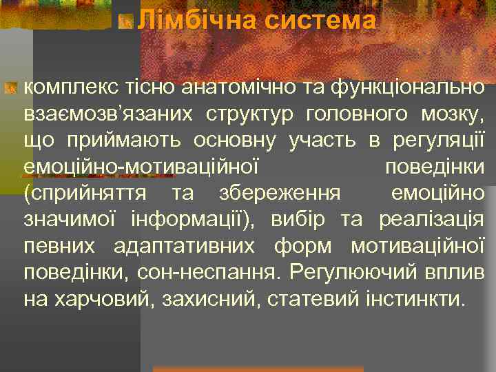 Лімбічна система комплекс тісно анатомічно та функціонально взаємозв’язаних структур головного мозку, що приймають основну