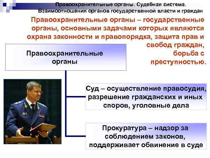 Правоохранительные органы. Судебная система. Взаимоотношения органов государственной власти и граждан Правоохранительные органы – государственные