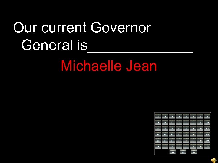 Our current Governor General is_______ Michaelle Jean 