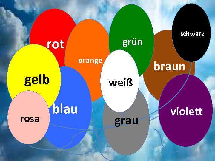 rot grün orange gelb rosa schwarz braun weiß blau grau violett 