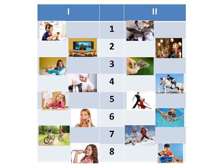 I II 1 2 3 4 5 6 7 8 