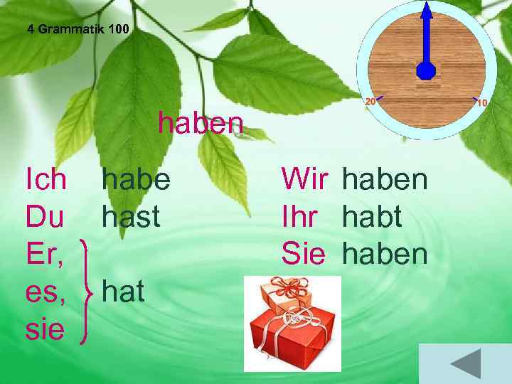 4 Grammatik 100 haben Ich Du Er, es, sie habe hast hat Wir haben