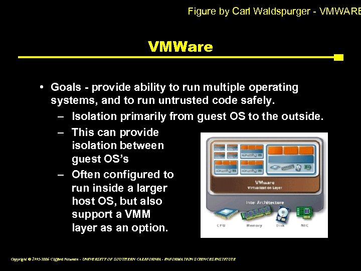 Figure by Carl Waldspurger - VMWARE VMWare • Goals - provide ability to run