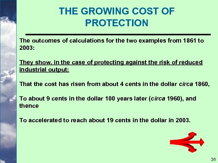 THE GROWING COST OF PROTECTION The outcomes of calculations for the two examples from