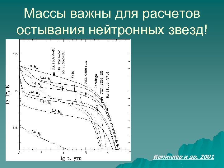 Массы важны для расчетов остывания нейтронных звезд! Каминкер и др. 2001 