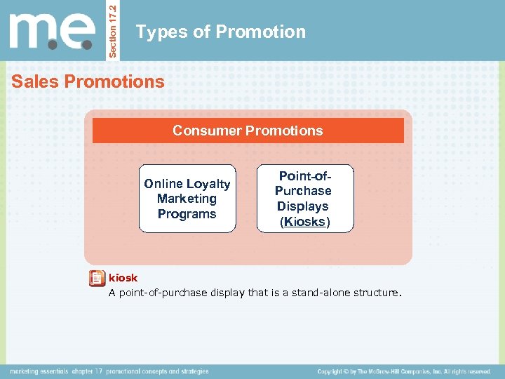 Section 17. 2 Types of Promotion Sales Promotions Consumer Promotions Online Loyalty Marketing Programs