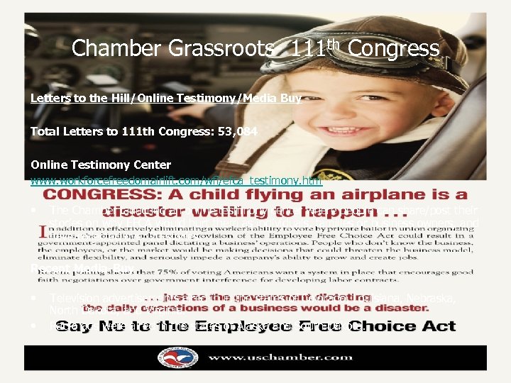 Chamber Grassroots- 111 th Congress Letters to the Hill/Online Testimony/Media Buy Total Letters to