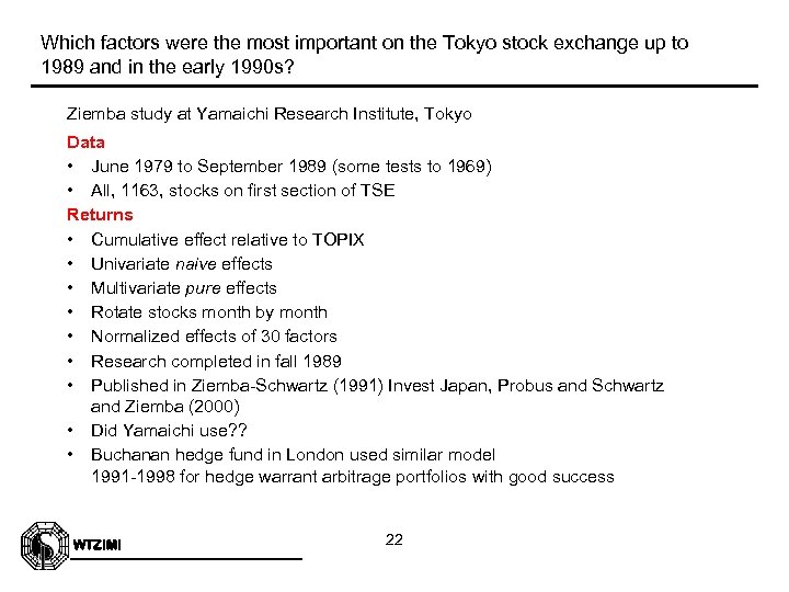 Which factors were the most important on the Tokyo stock exchange up to 1989