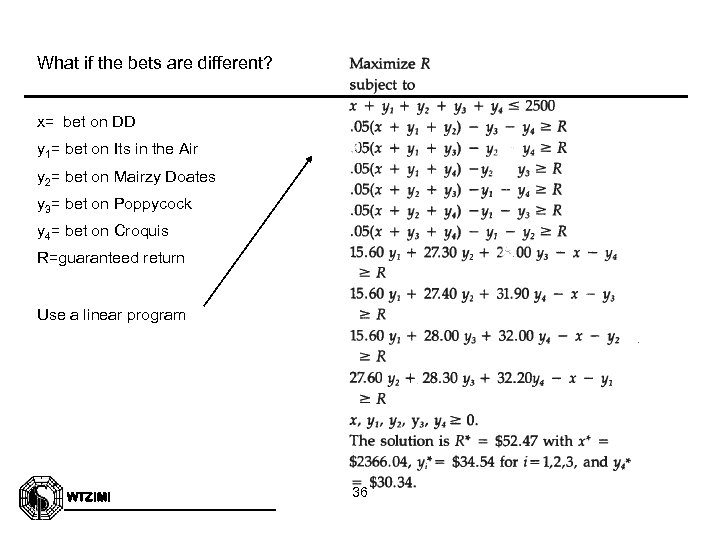What if the bets are different? x= bet on DD y 1= bet on