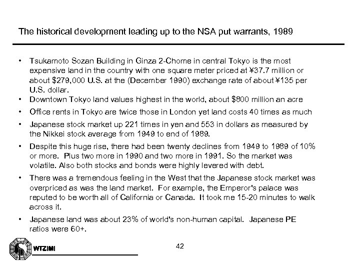 The historical development leading up to the NSA put warrants, 1989 • Tsukamoto Sozan
