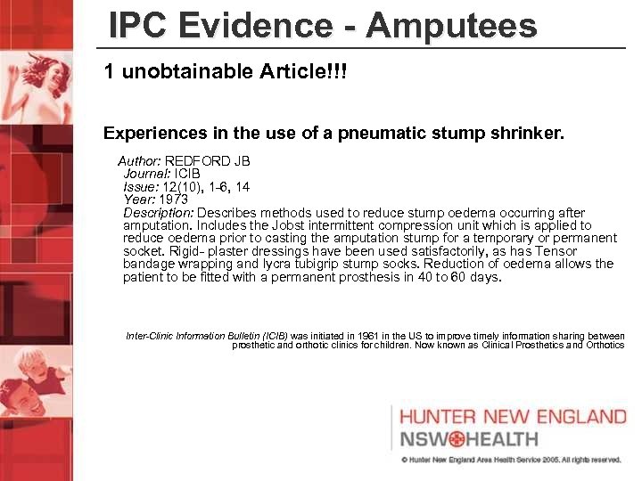 IPC Evidence - Amputees 1 unobtainable Article!!! Experiences in the use of a pneumatic