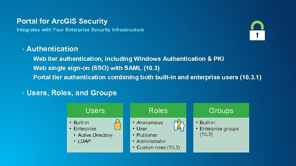 Portal for Arc. GIS Security Integrates with Your Enterprise Security Infrastructure • Authentication Web