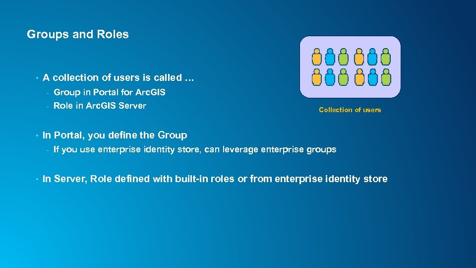 Groups and Roles • A collection of users is called … - • Group