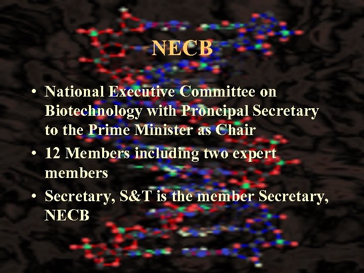 NECB • National Executive Committee on Biotechnology with Proncipal Secretary to the Prime Minister